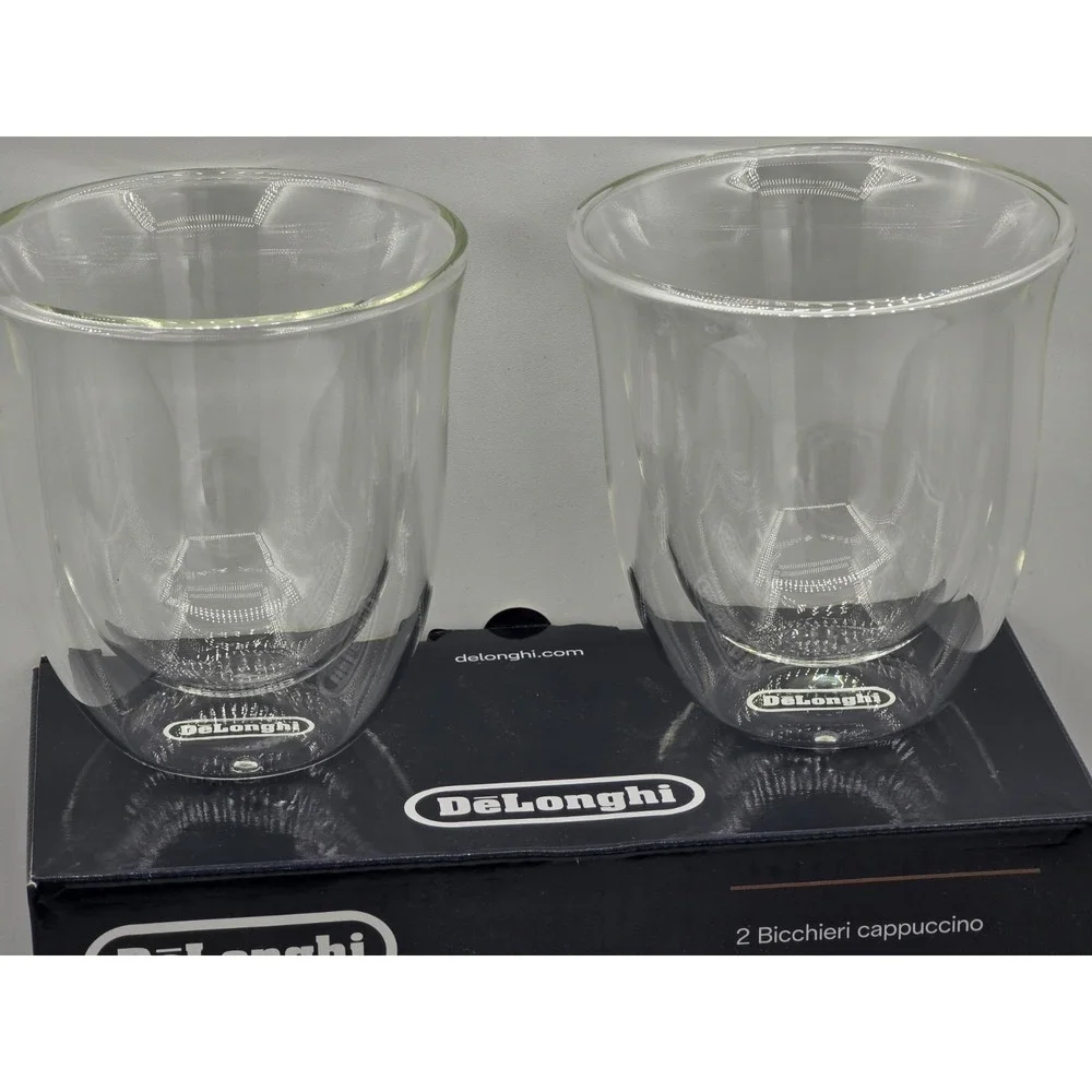 DeLonghi Cappuccino Glasses Double Wall‎ 270ml (9.1oz) Thermal Glass Set of 2